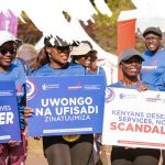 Participants take part in an integrity walk promoting transparency, accountability and ethical leadership in Kenya.